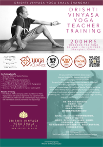 200hrs Drishti Vinyasa Yoga Teacher Training - Shanghai
Weekends Training
Mar - Jun 2022